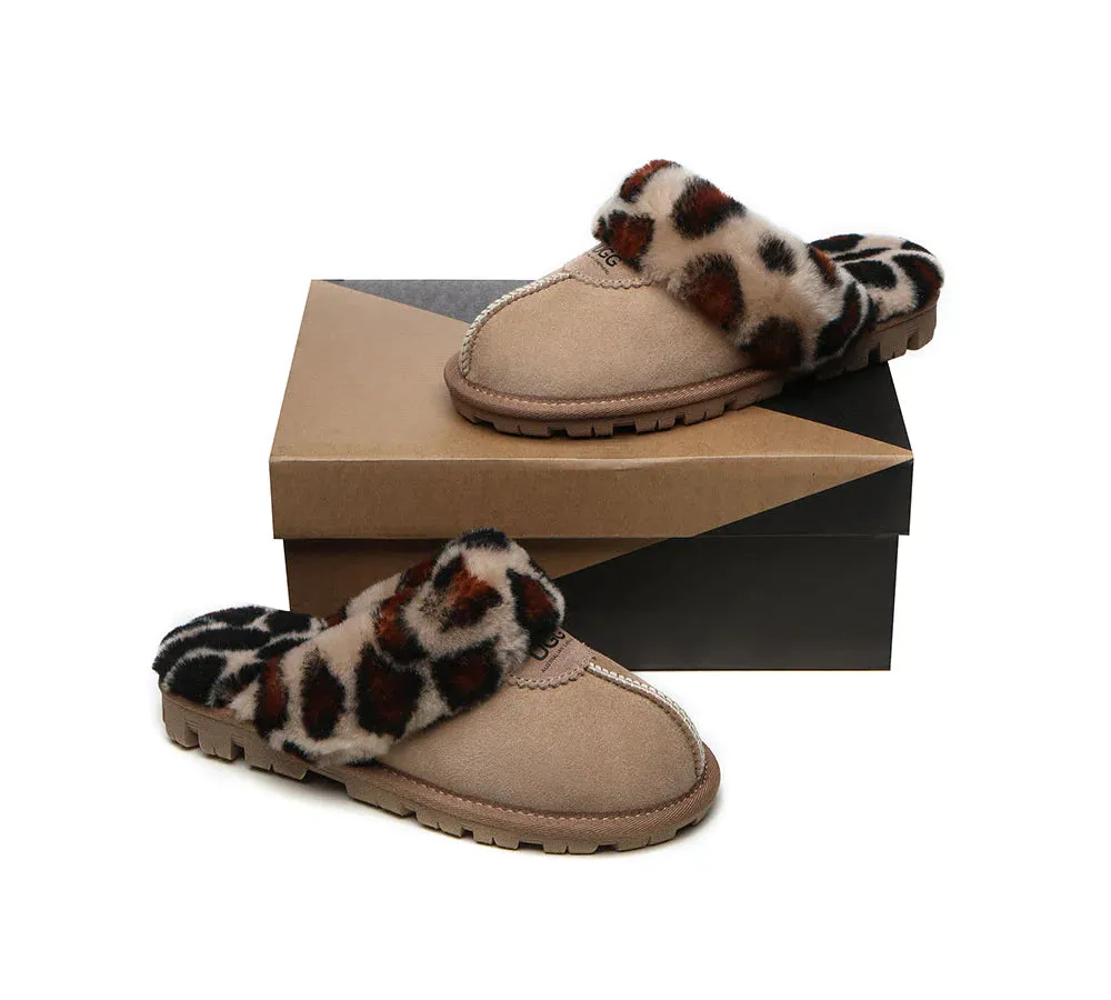 Australian Shepherd® UGG Slippers Double Face Sheepskin Women Leopard Print Slipper