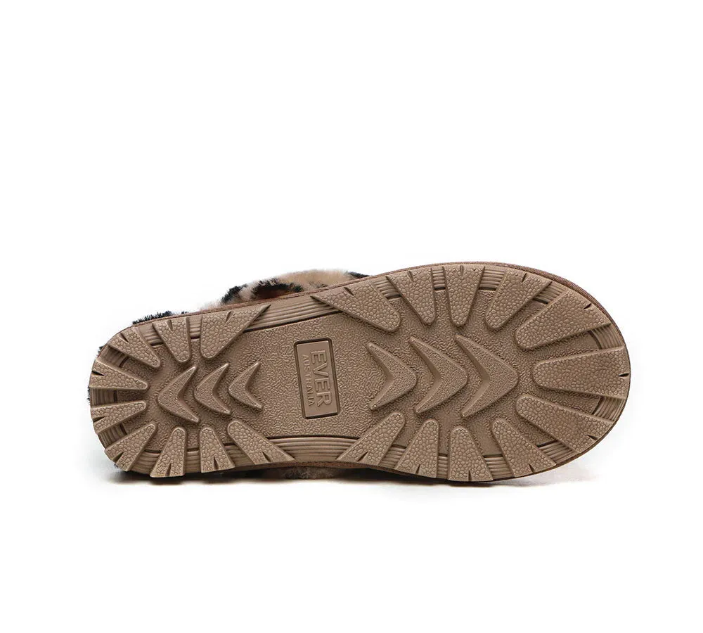 Australian Shepherd® UGG Slippers Double Face Sheepskin Women Leopard Print Slipper