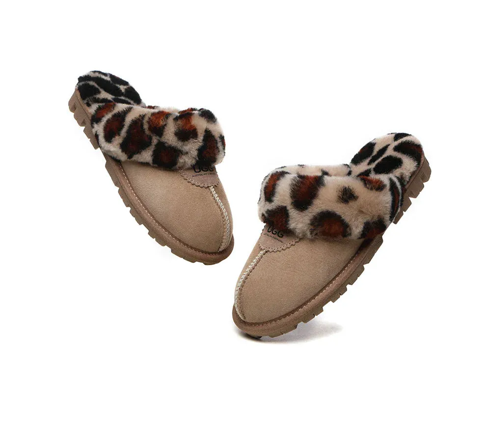 Australian Shepherd® UGG Slippers Double Face Sheepskin Women Leopard Print Slipper