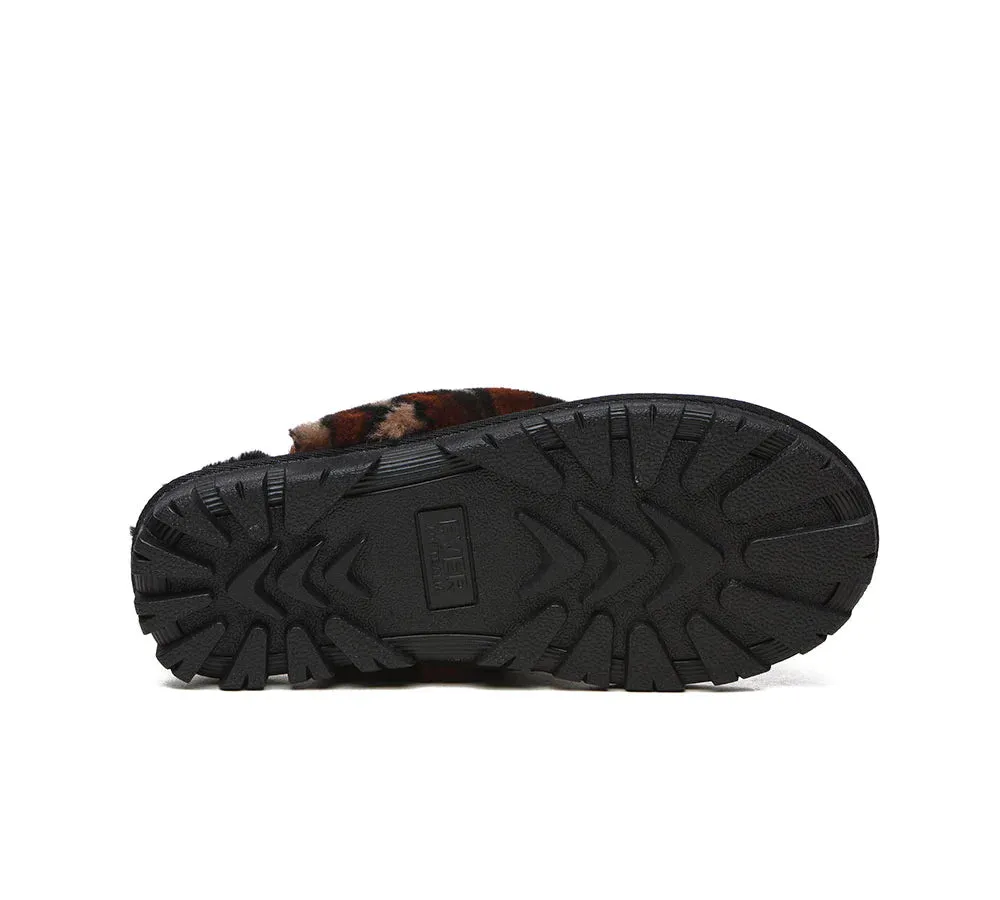 Australian Shepherd® UGG Slippers Double Face Sheepskin Women Leopard Print Slipper
