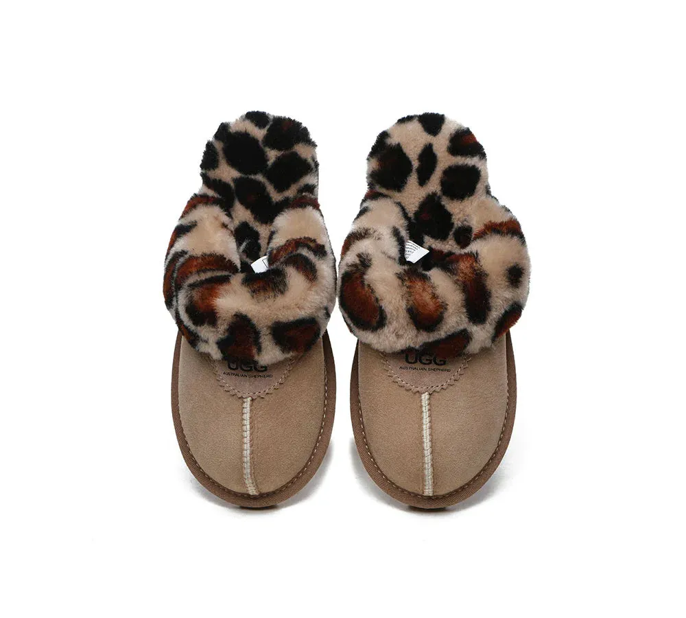 Australian Shepherd® UGG Slippers Double Face Sheepskin Women Leopard Print Slipper
