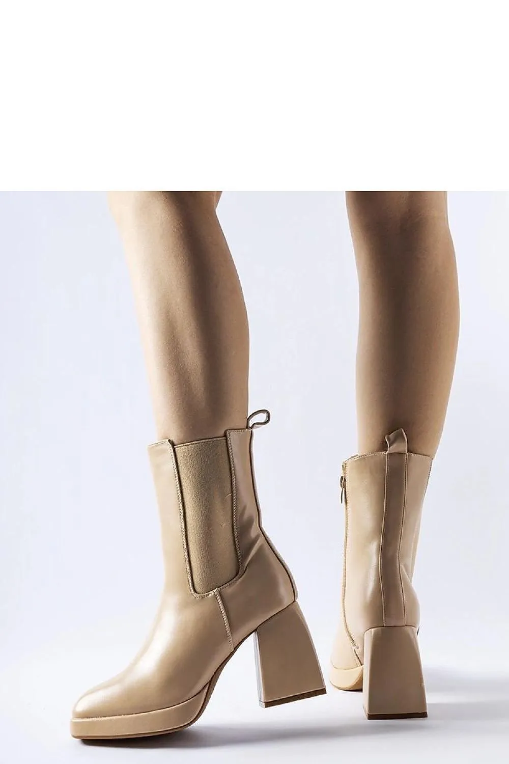 Beige insulated heel boots