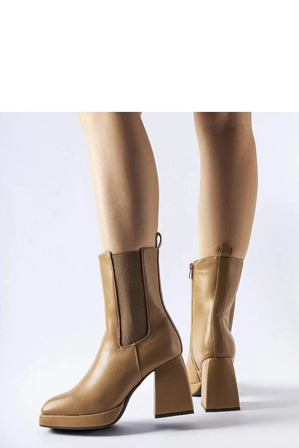 Beige insulated heel boots