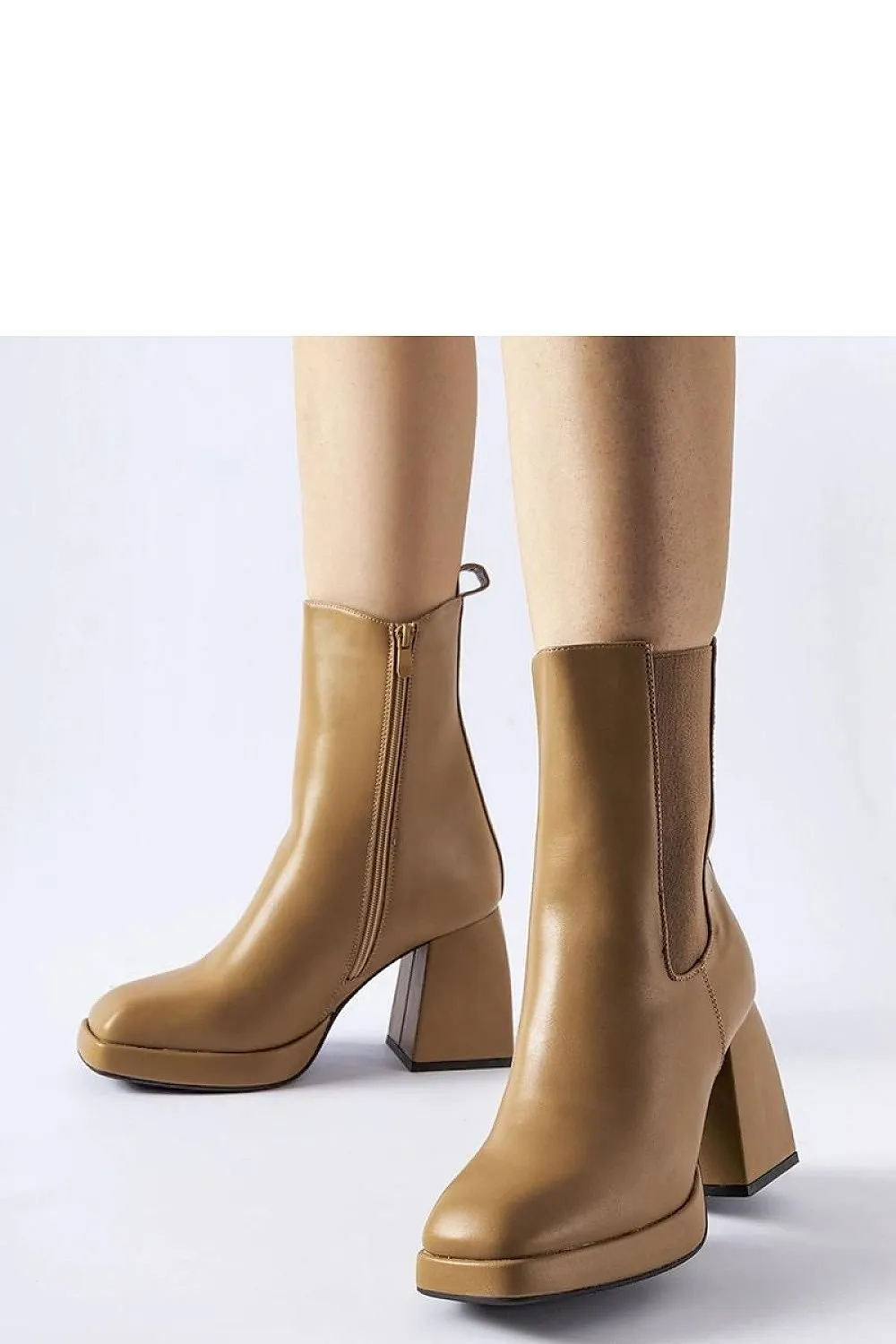 Beige insulated heel boots