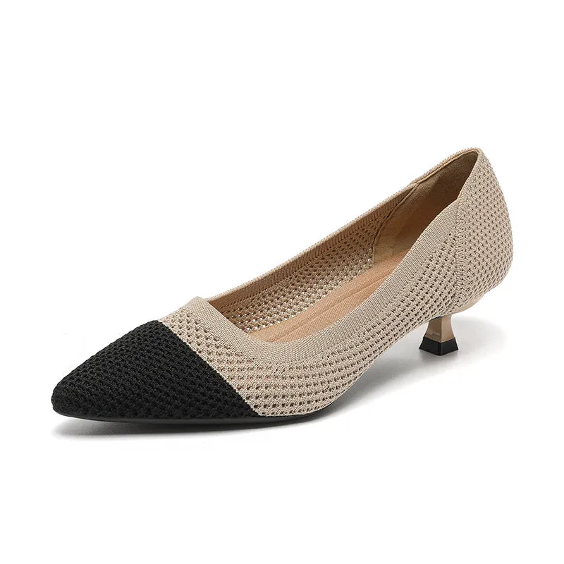 Breathable Hollow Knitting Foot Cover Women's Stiletto Pointed Casual Single Shoes