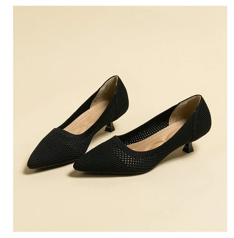 Breathable Hollow Knitting Foot Cover Women's Stiletto Pointed Casual Single Shoes