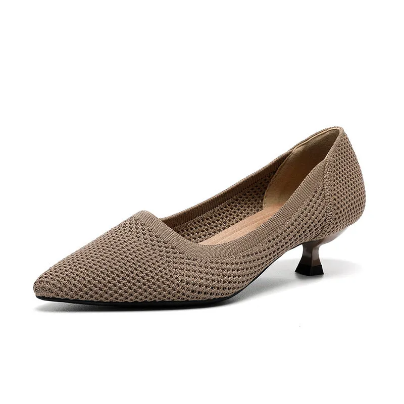 Breathable Hollow Knitting Foot Cover Women's Stiletto Pointed Casual Single Shoes