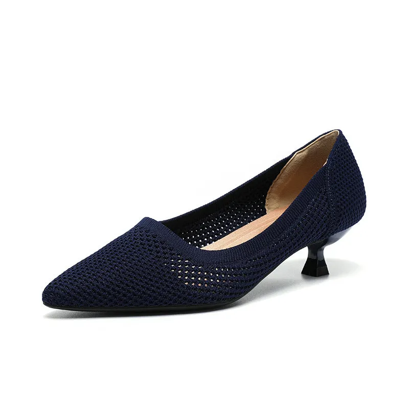 Breathable Hollow Knitting Foot Cover Women's Stiletto Pointed Casual Single Shoes