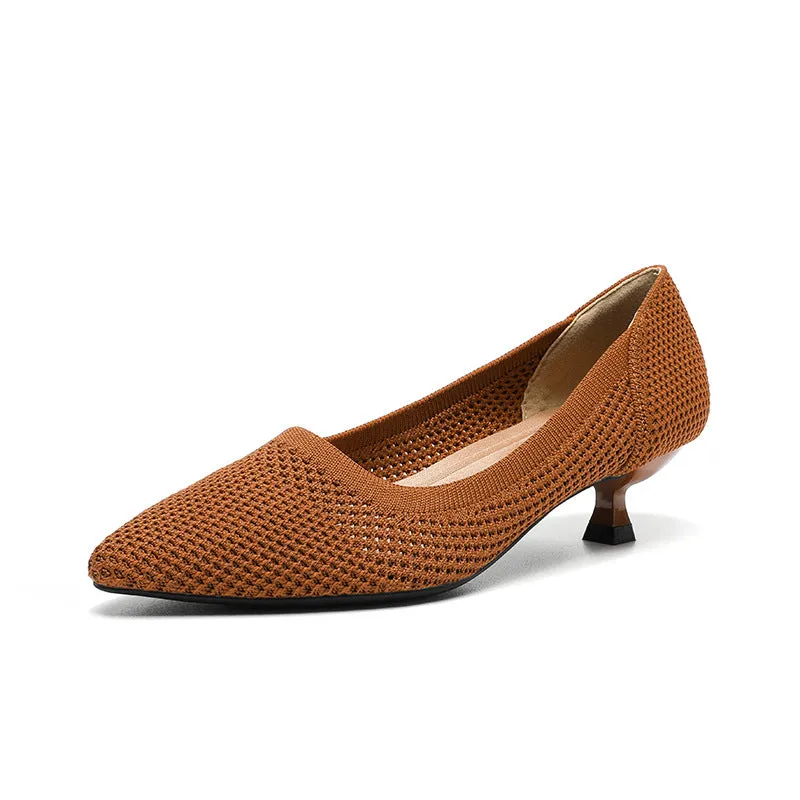 Breathable Hollow Knitting Foot Cover Women's Stiletto Pointed Casual Single Shoes