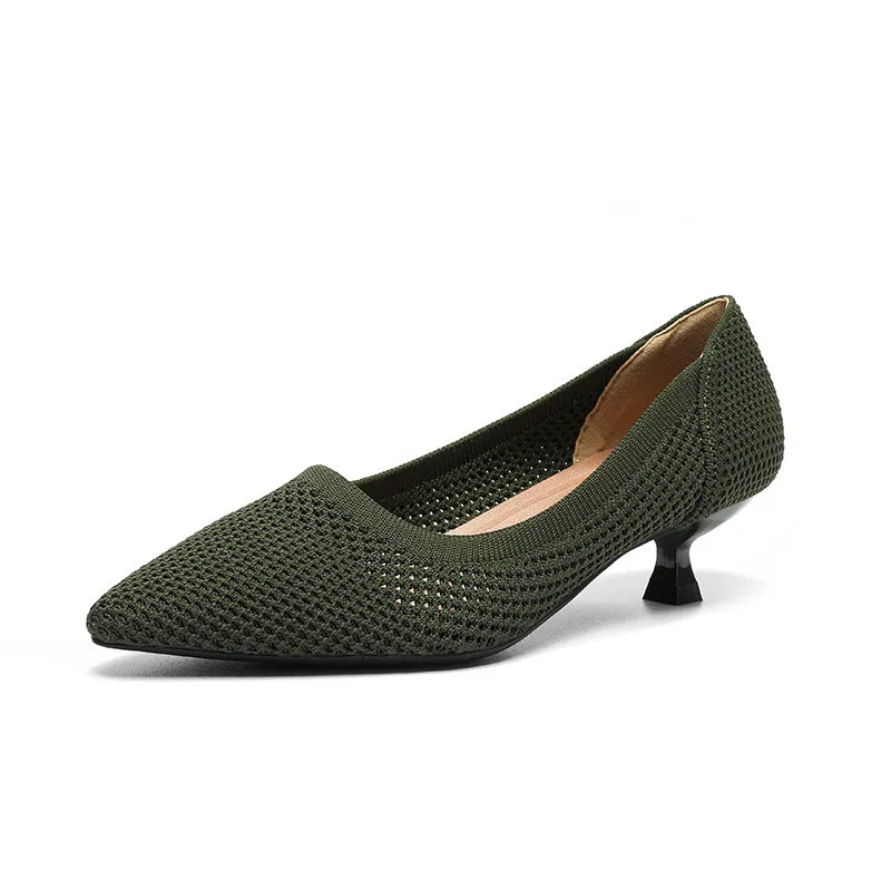 Breathable Hollow Knitting Foot Cover Women's Stiletto Pointed Casual Single Shoes
