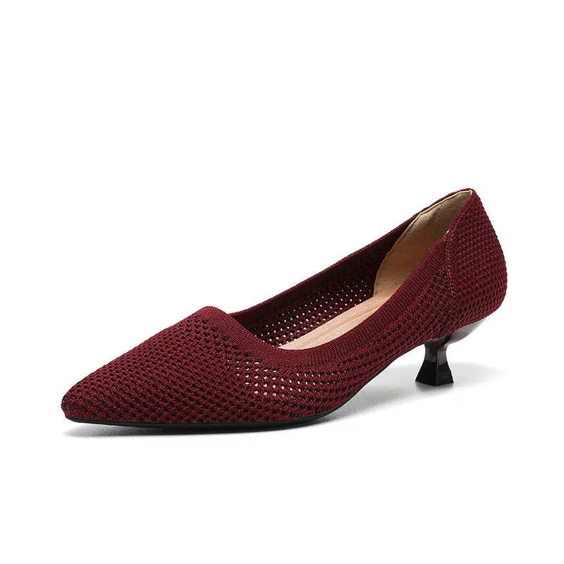 Breathable Hollow Knitting Foot Cover Women's Stiletto Pointed Casual Single Shoes