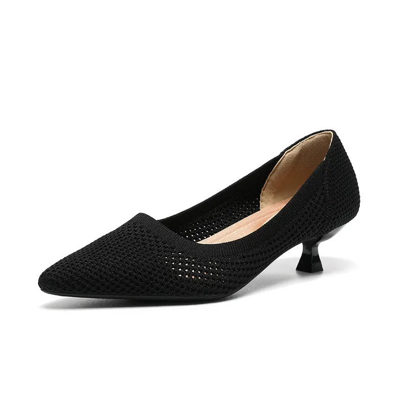 Breathable Hollow Knitting Foot Cover Women's Stiletto Pointed Casual Single Shoes