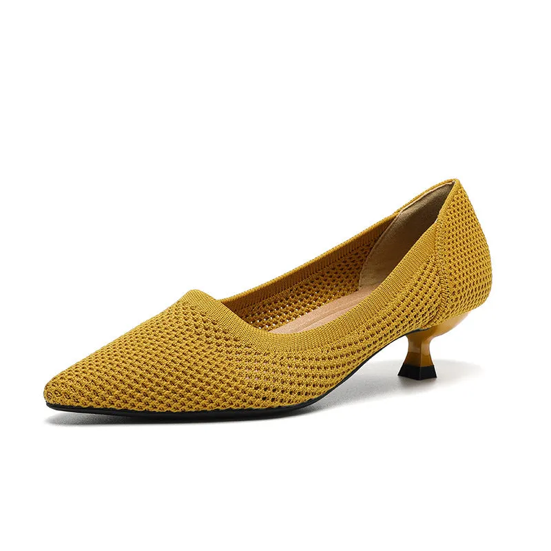 Breathable Hollow Knitting Foot Cover Women's Stiletto Pointed Casual Single Shoes