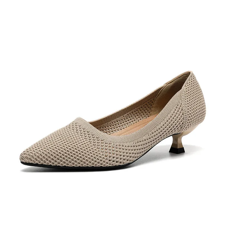 Breathable Hollow Knitting Foot Cover Women's Stiletto Pointed Casual Single Shoes