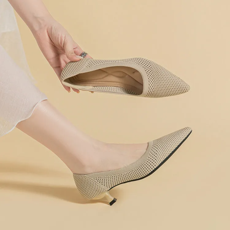 Breathable Hollow Knitting Foot Cover Women's Stiletto Pointed Casual Single Shoes