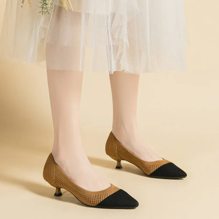 Breathable Hollow Knitting Foot Cover Women's Stiletto Pointed Casual Single Shoes