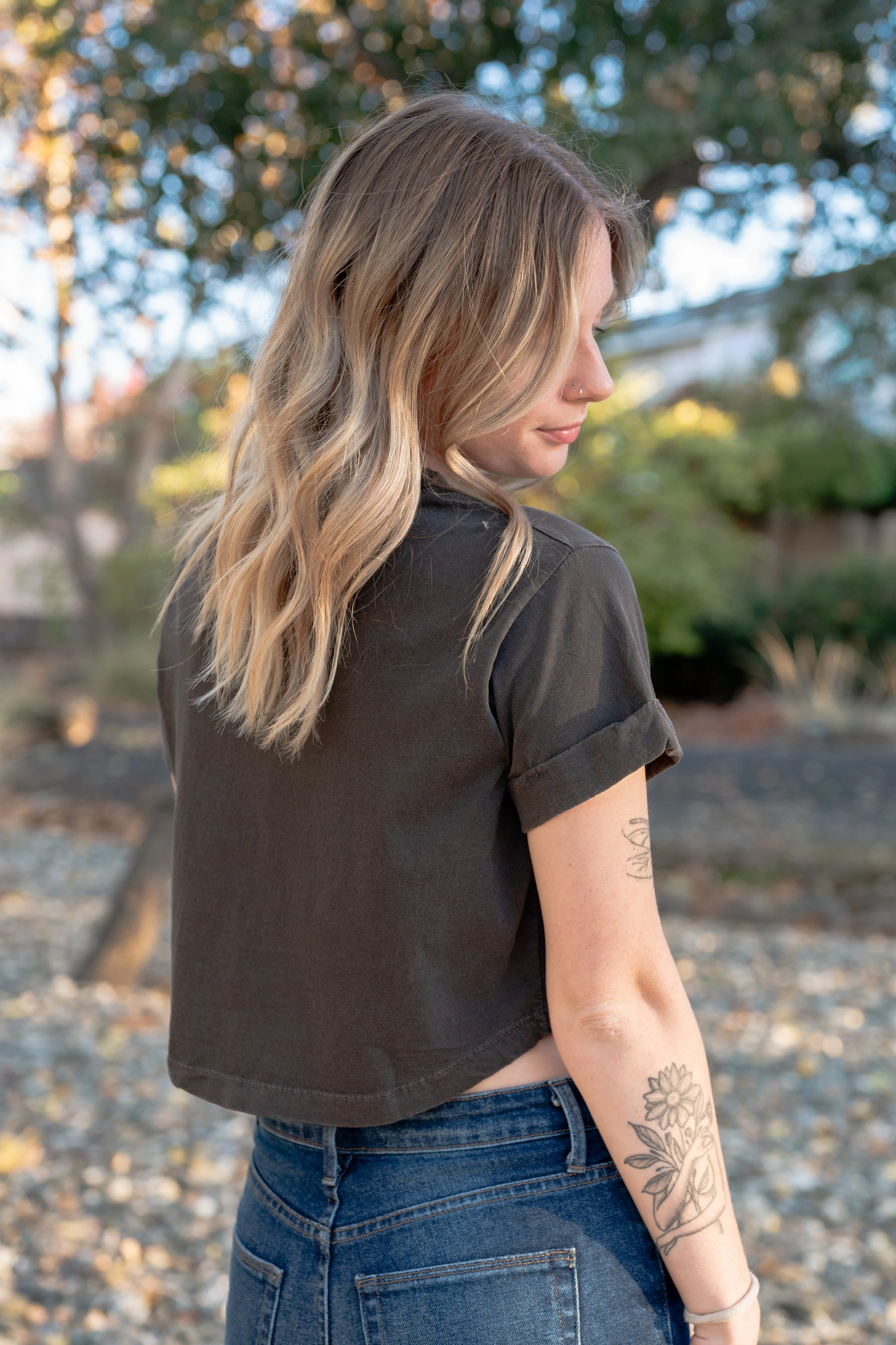 CLEARANCE - Yellowstone Floral Cropped Graphic Tee