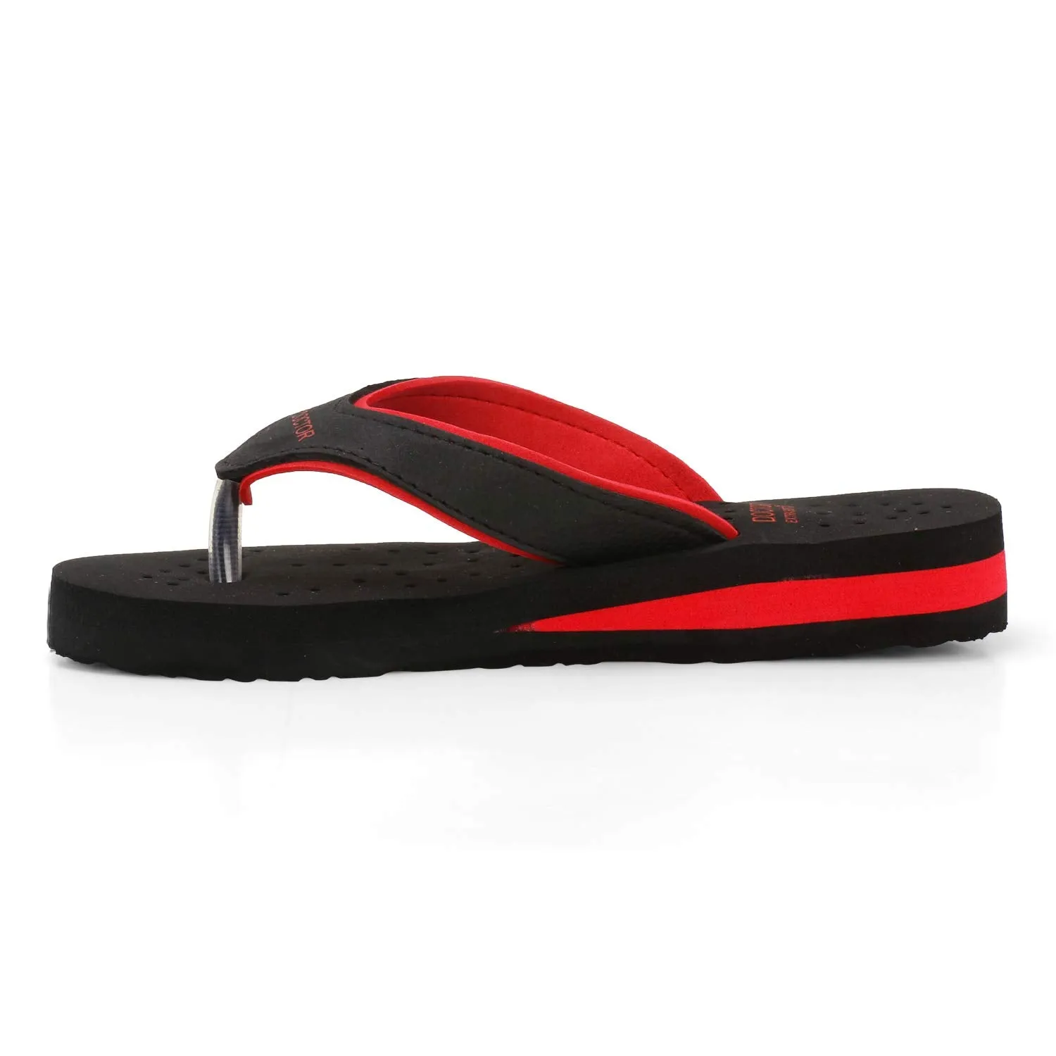 DOCTOR EXTRA SOFT Care Diabetic Orthopedic Pregnancy Flat Super Comfort Dr Flipflops and House Slippers For Women's and Girl's D-18-Black Red-8 UK
