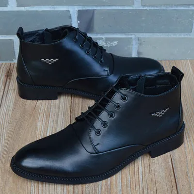 Fashion Business Casual Leather Shoes Men's Pointed Toe Short  Martin Boots | Brodtica.com