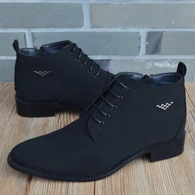 Fashion Business Casual Leather Shoes Men's Pointed Toe Short  Martin Boots | Brodtica.com