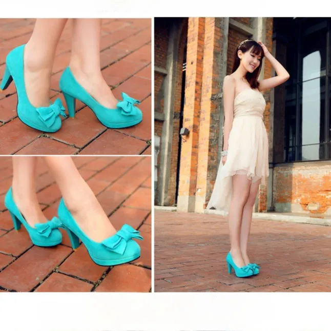 Fashion Mature Women's Shoes High Quality Solid Color Bow High Heels