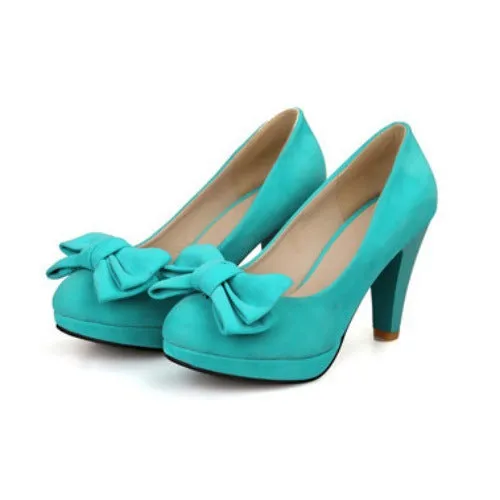 Fashion Mature Women's Shoes High Quality Solid Color Bow High Heels