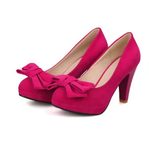 Fashion Mature Women's Shoes High Quality Solid Color Bow High Heels