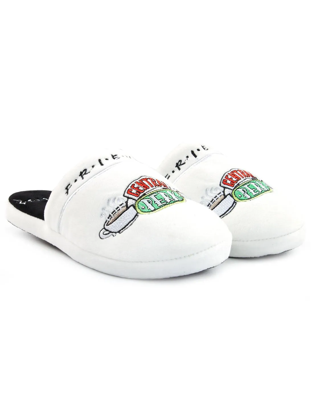 Friends Official Central Perk Women's Soft White Slip-on Mule Slippers (UK 5-7)