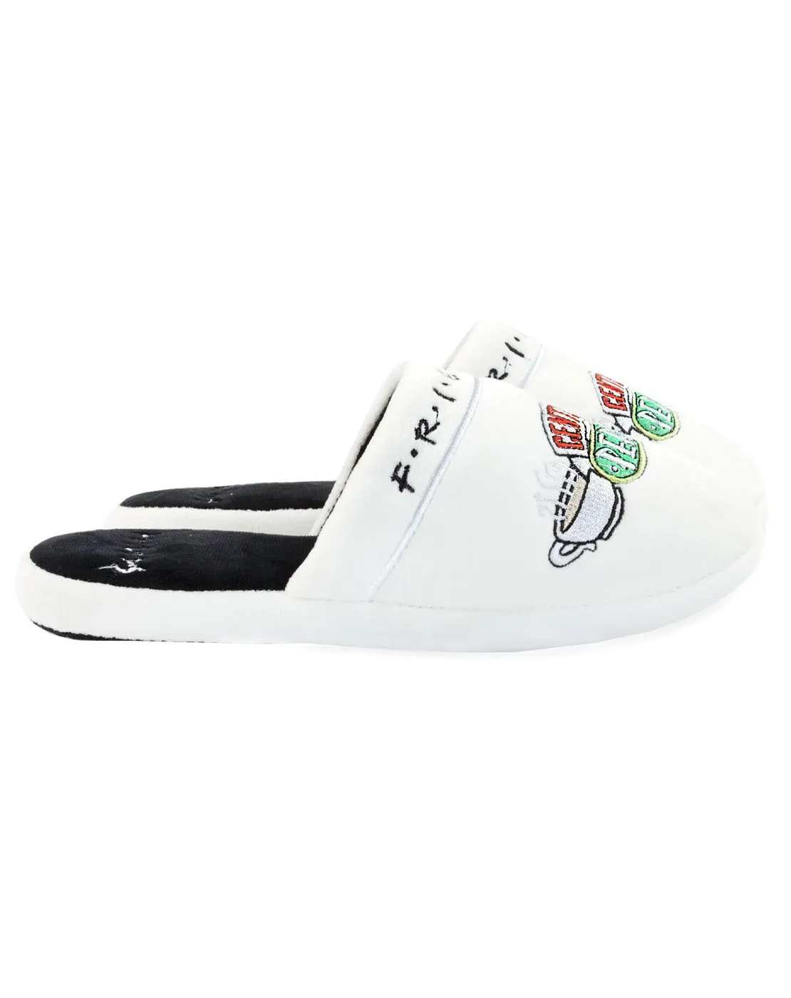 Friends Official Central Perk Women's Soft White Slip-on Mule Slippers (UK 5-7)