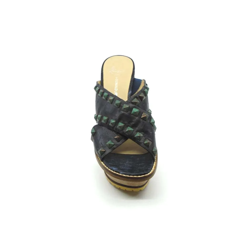 Ivory Do Navy Blue Distressed Cork Donald Pliner Platform Sandals