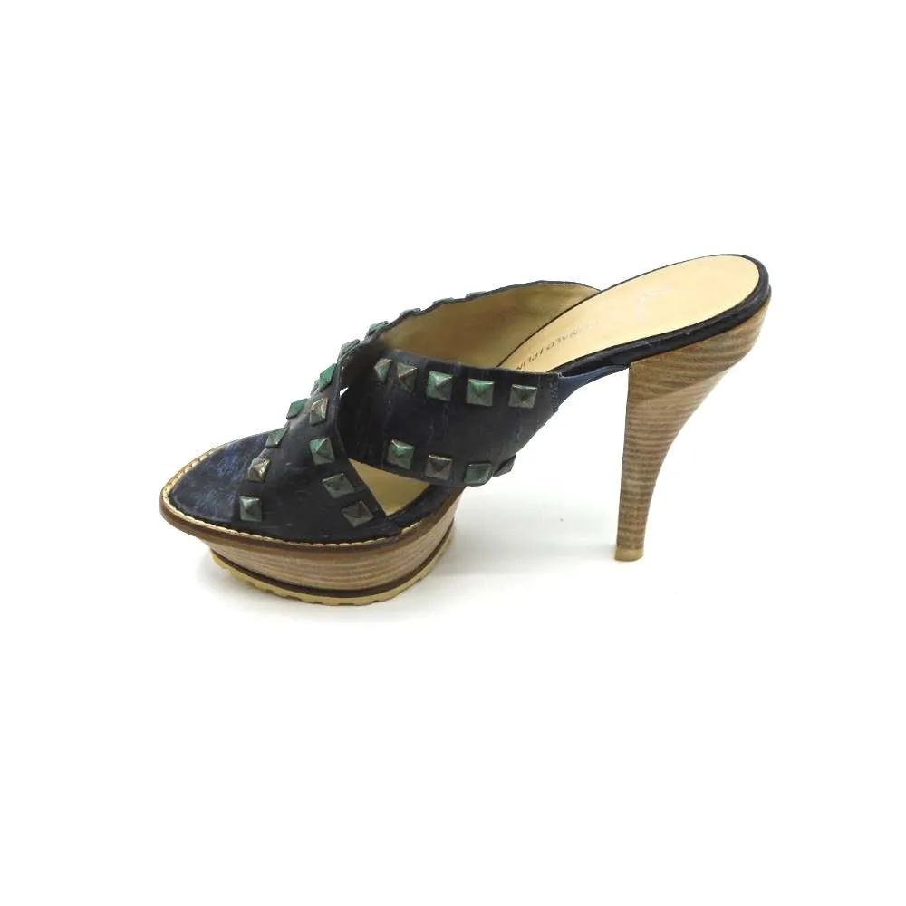 Ivory Do Navy Blue Distressed Cork Donald Pliner Platform Sandals