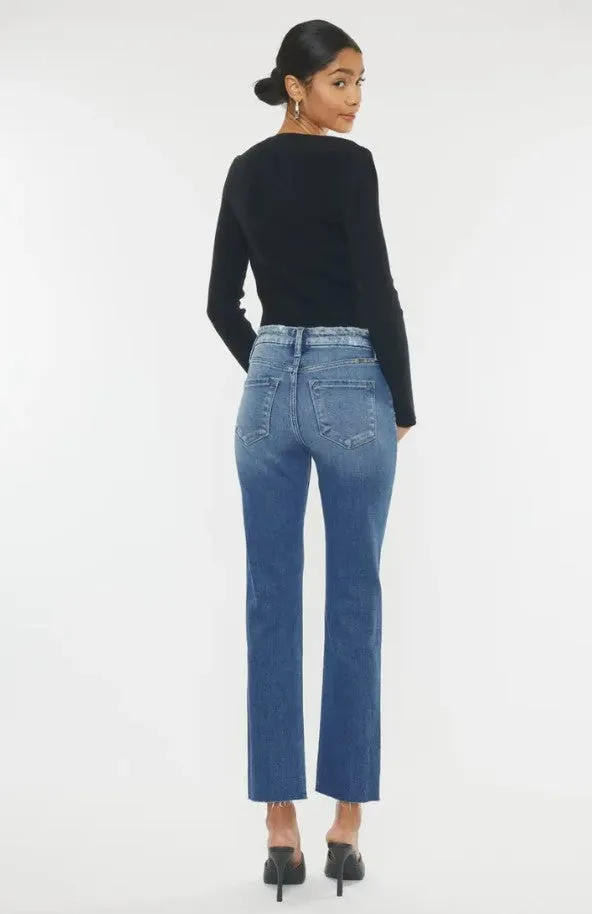 KanCan Slim Straight Jean with Shark Bite Hem