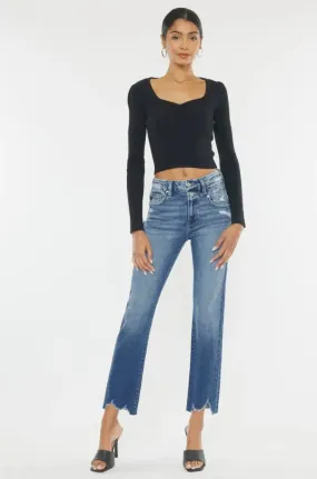 KanCan Slim Straight Jean with Shark Bite Hem