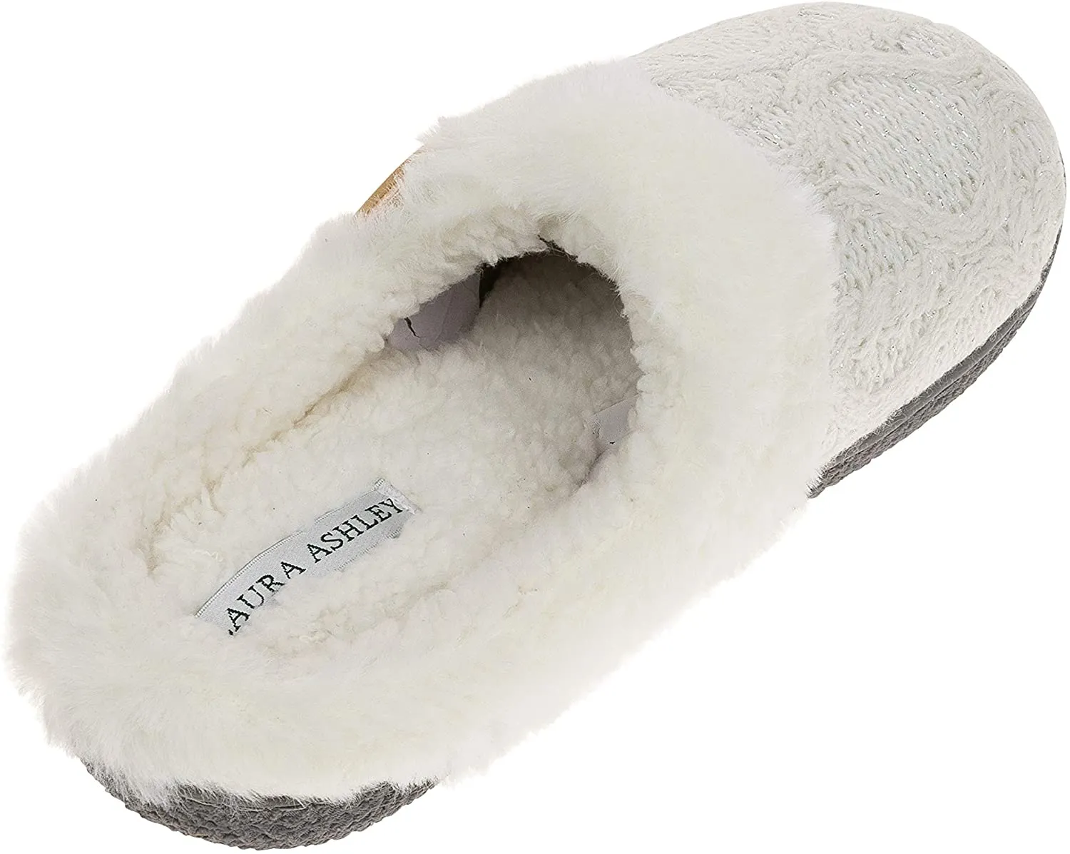 Laura Ashley Ladies Glitter Knit Plush Clog Slippers