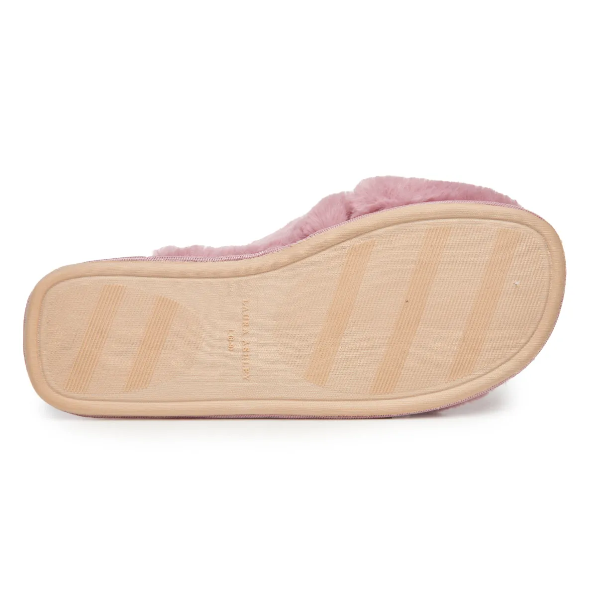 Laura Ashley Ladies Rabbit Plush Cross Band Slippers
