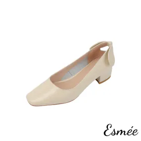 Leather High Heels with Bow Knot Design