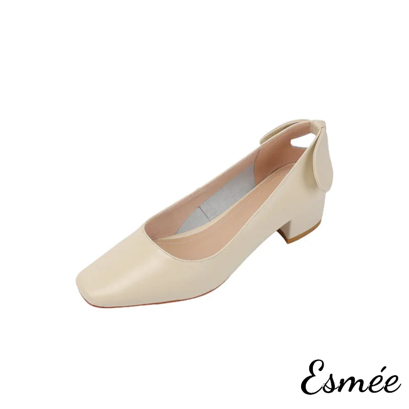 Leather High Heels with Bow Knot Design