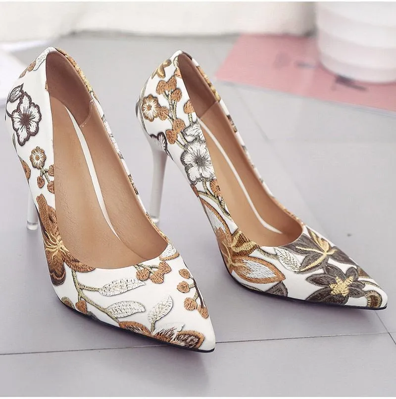 Leaves Print Ladies Stiletto