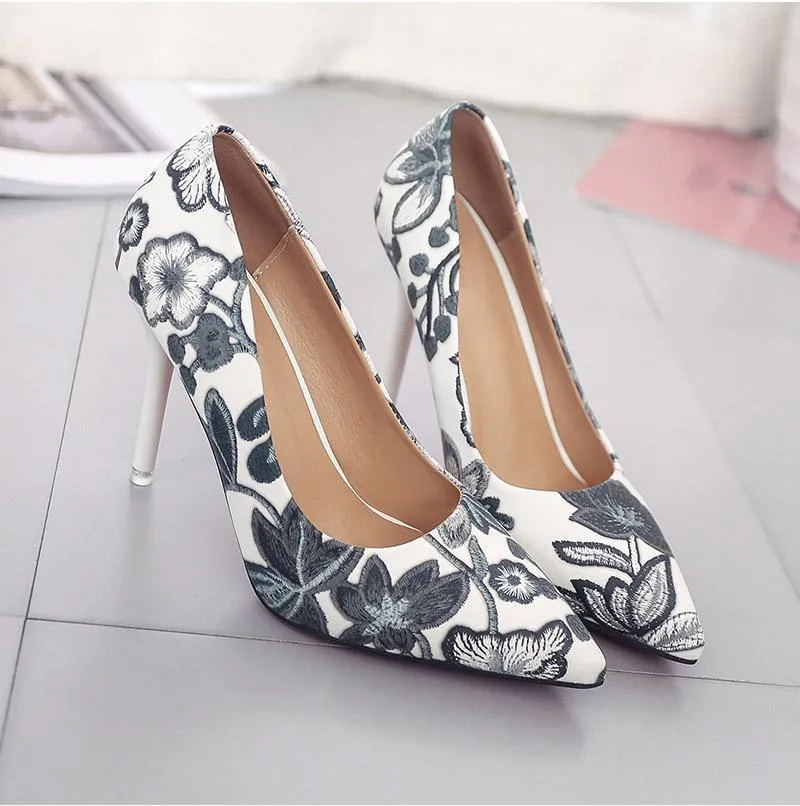 Leaves Print Ladies Stiletto