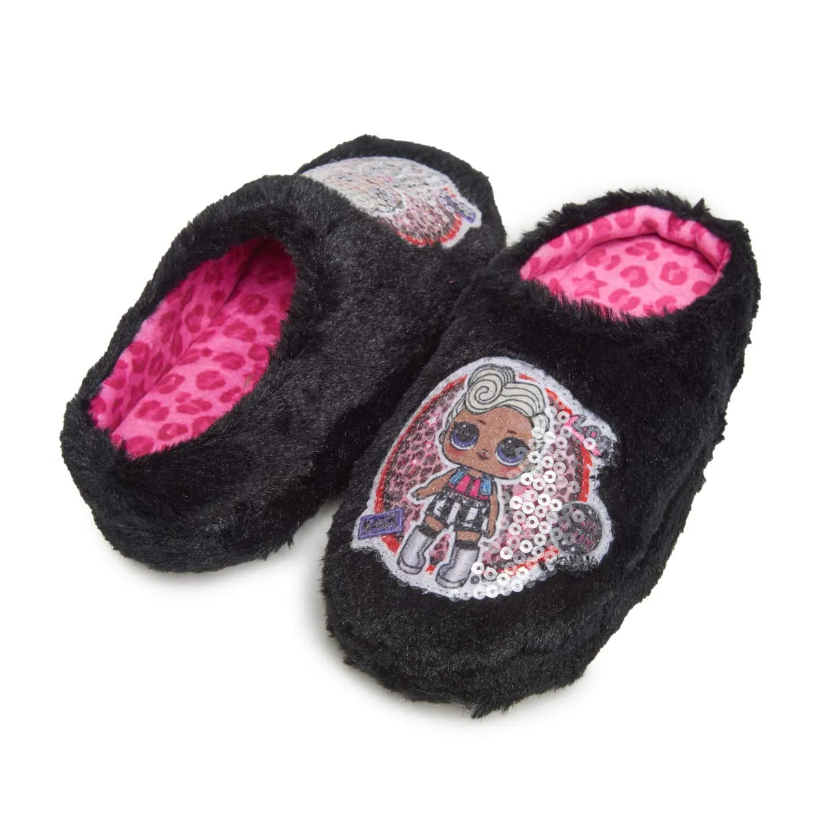 L.O.L. Surprise! Girls Slippers, Sequins Patch Clog Slip-On, Little Girl Slipper, Black, 13 Little Kid