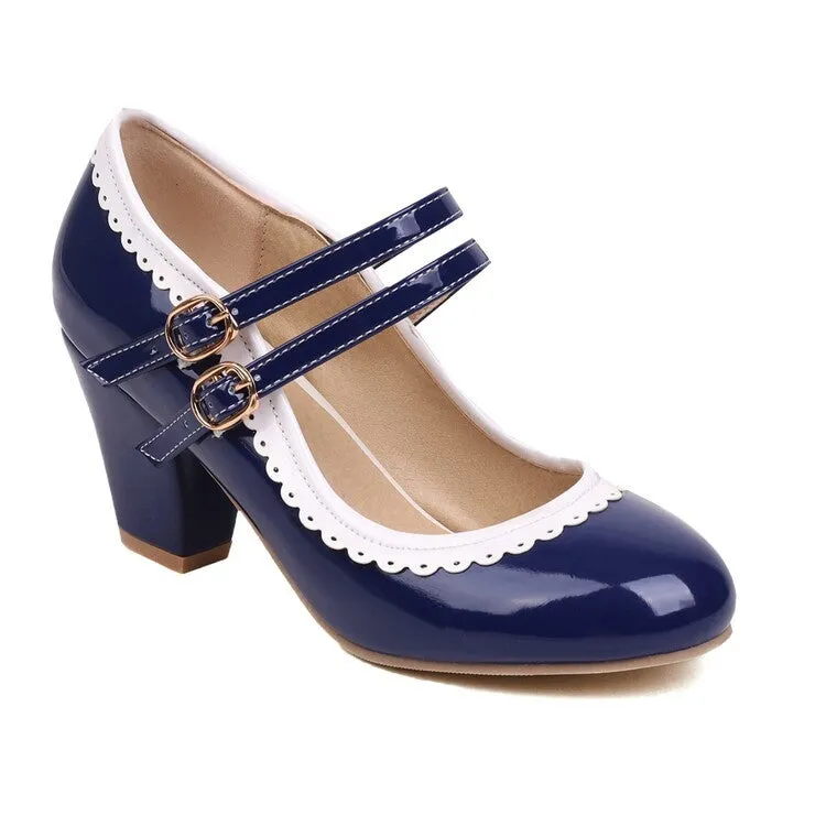 Mary Jane High-heeled Women's Shoes Lace Thick-heeled Retro Elegant Women's Shoes