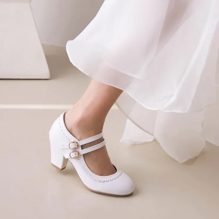 Mary Jane High-heeled Women's Shoes Lace Thick-heeled Retro Elegant Women's Shoes