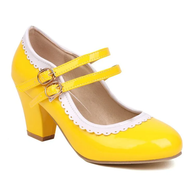 Mary Jane High-heeled Women's Shoes Lace Thick-heeled Retro Elegant Women's Shoes