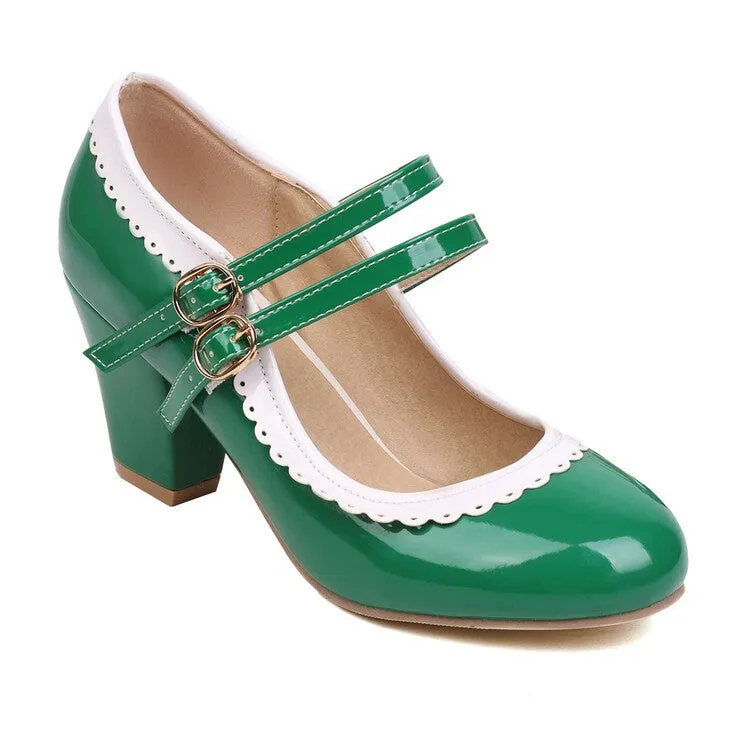 Mary Jane High-heeled Women's Shoes Lace Thick-heeled Retro Elegant Women's Shoes