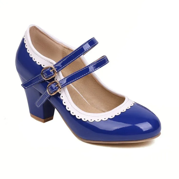 Mary Jane High-heeled Women's Shoes Lace Thick-heeled Retro Elegant Women's Shoes