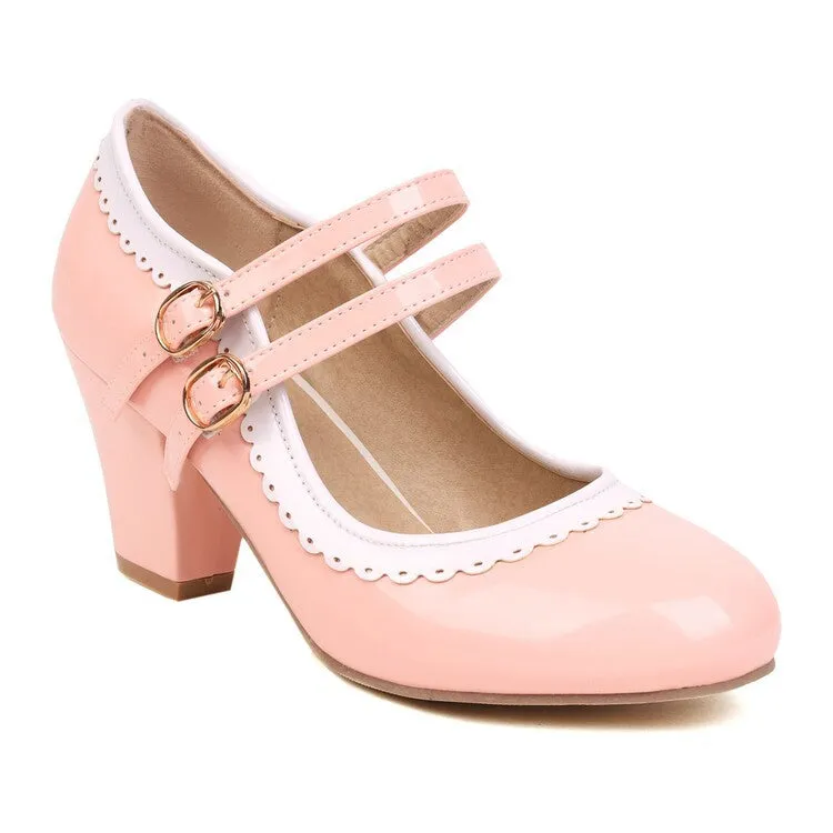 Mary Jane High-heeled Women's Shoes Lace Thick-heeled Retro Elegant Women's Shoes