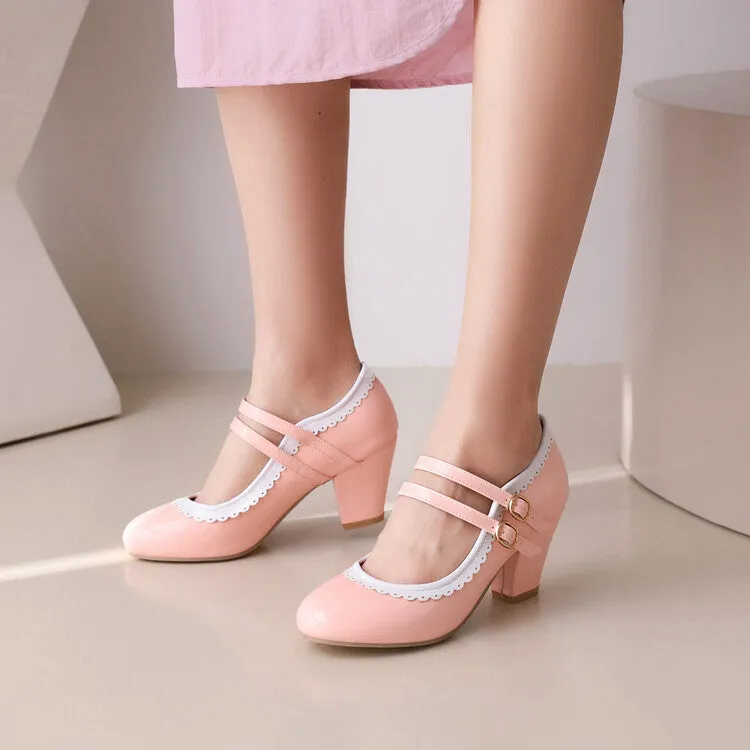 Mary Jane High-heeled Women's Shoes Lace Thick-heeled Retro Elegant Women's Shoes