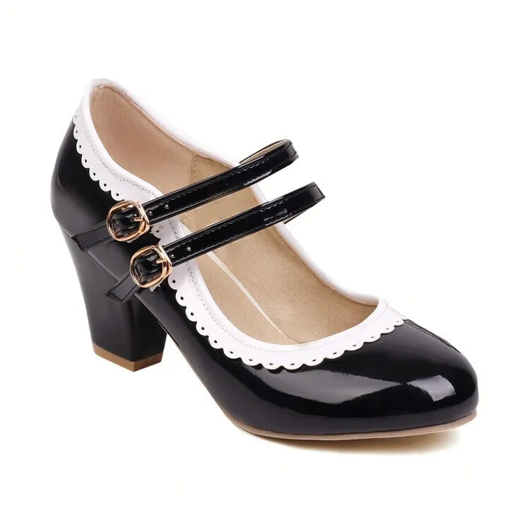 Mary Jane High-heeled Women's Shoes Lace Thick-heeled Retro Elegant Women's Shoes