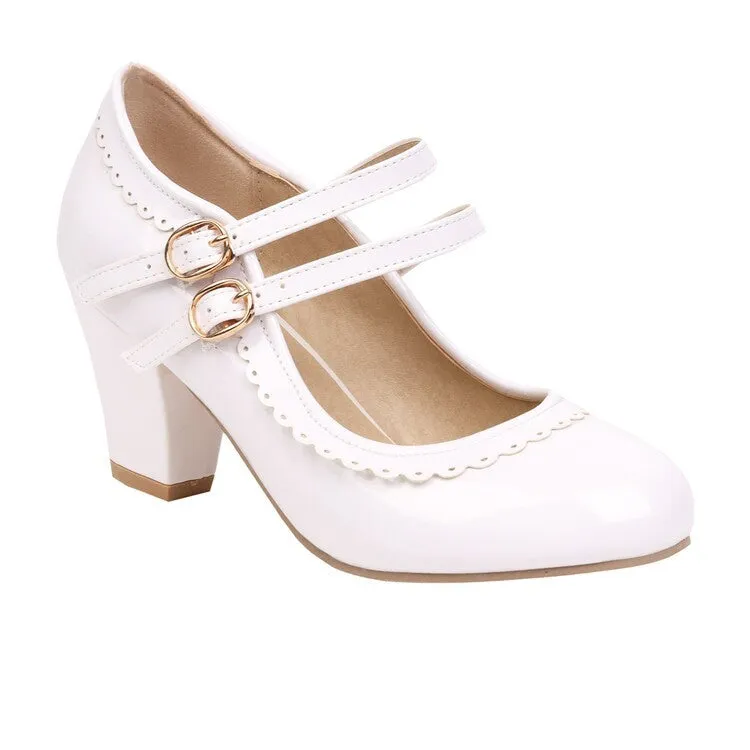 Mary Jane High-heeled Women's Shoes Lace Thick-heeled Retro Elegant Women's Shoes