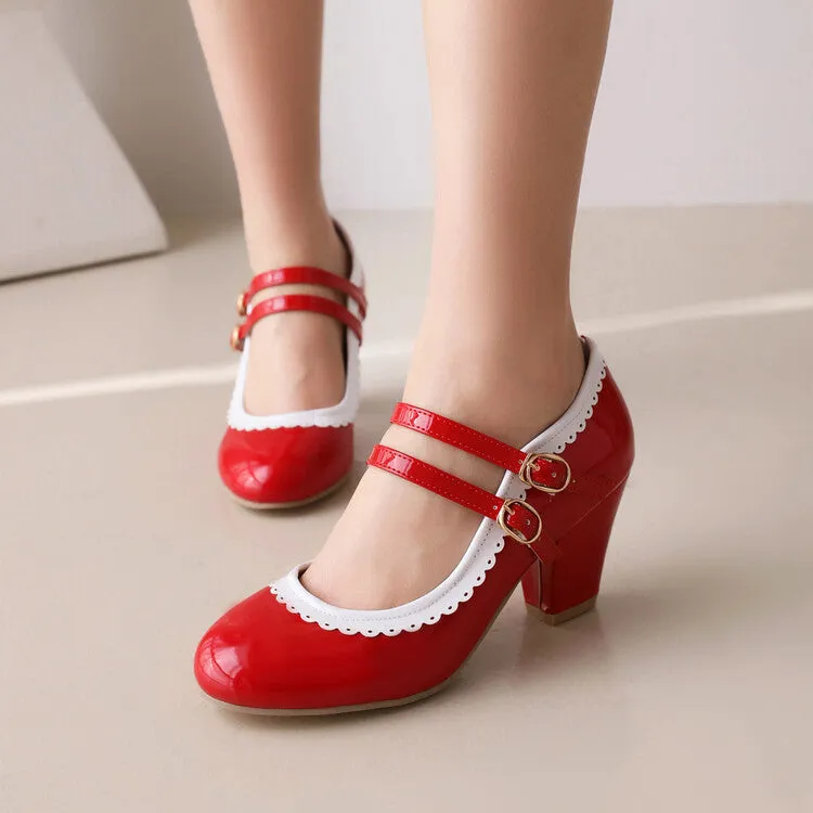 Mary Jane High-heeled Women's Shoes Lace Thick-heeled Retro Elegant Women's Shoes